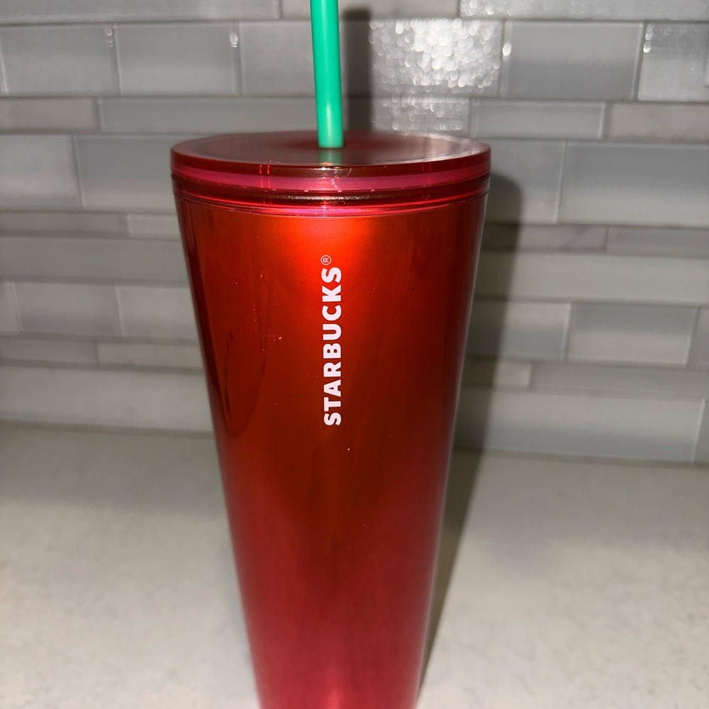 Starbucks 2022 Summer Glossy Watermelon Pink Red Venti 24oz Tumbler Cold Cup